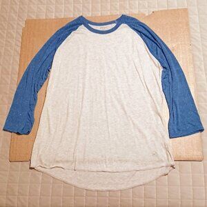 Departwest Men's light gray Tee XXL with 3/4 blue sleeves